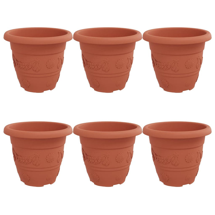 VidaXL runder Blumentopf 6 Stück ziegelrot ø 26 x 21,5 cm Kunststoff