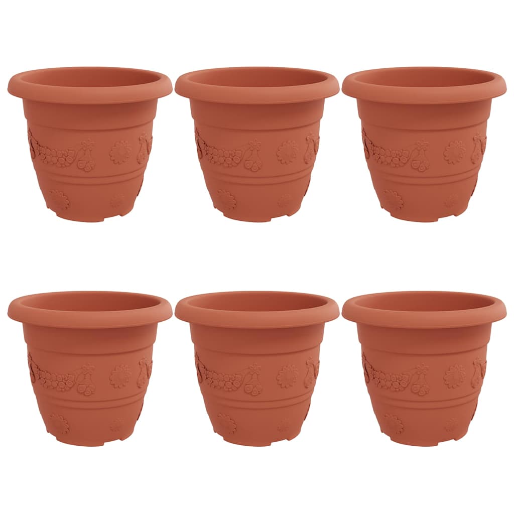 VidaXL runder Blumentopf 6 Stück ziegelrot ø 26 x 21,5 cm Kunststoff