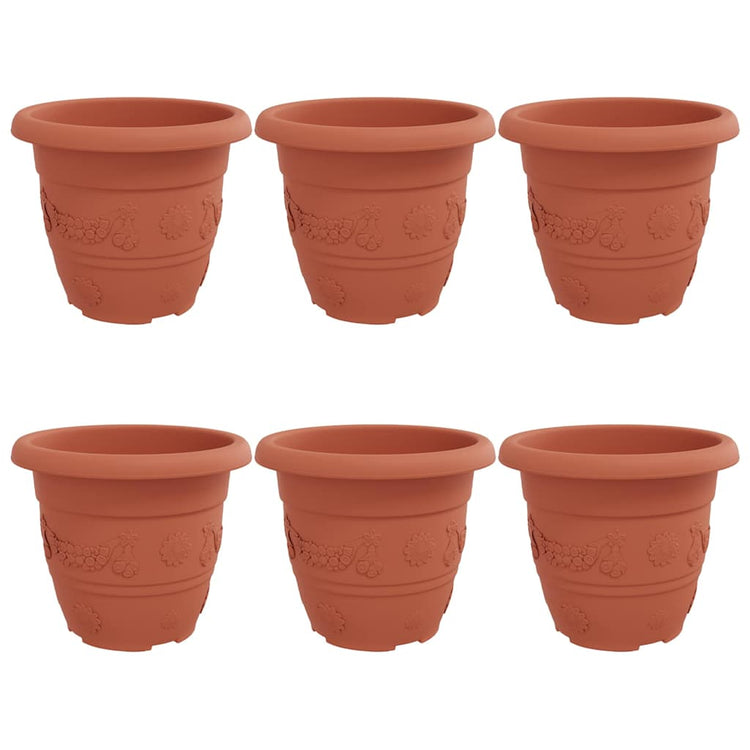 VidaXL runder Blumentopf 6 Stück ziegelrot ø 26 x 21,5 cm Kunststoff