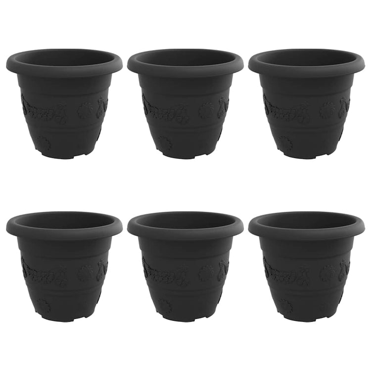 VidaXL runder Blumentopf 6 Stück schwarz ø 26 x 21,5 cm Kunststoff
