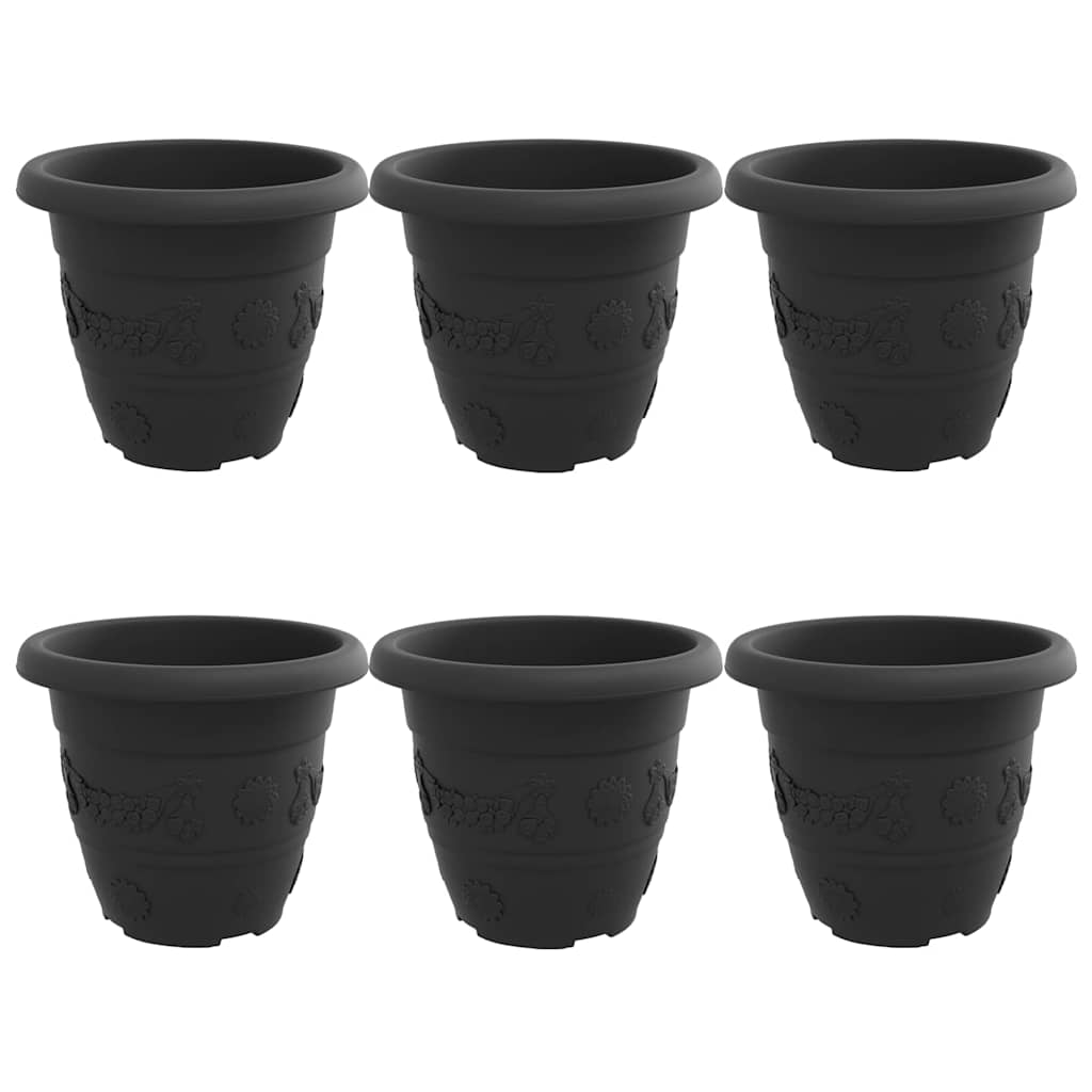 VidaXL runder Blumentopf 6 Stück schwarz ø 26 x 21,5 cm Kunststoff