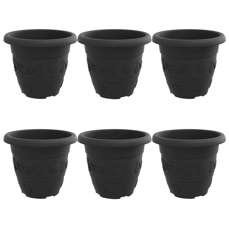 VidaXL runder Blumentopf 6 Stück schwarz ø 26 x 21,5 cm Kunststoff