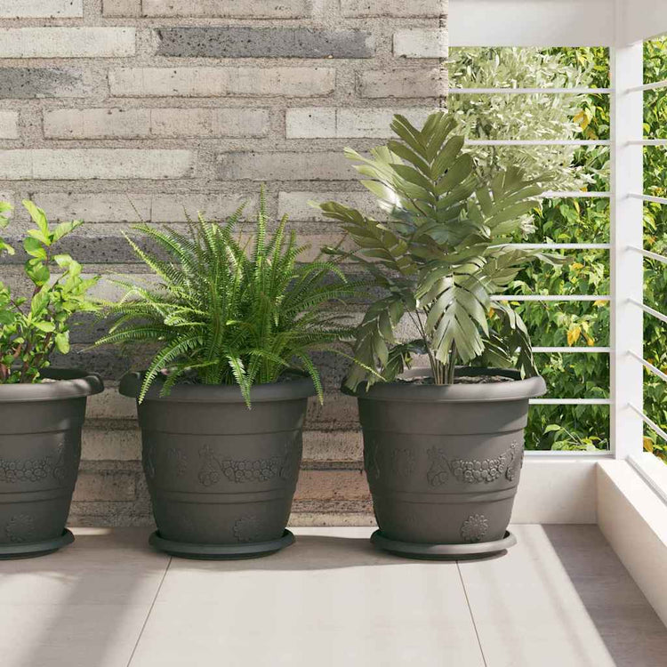 VidaXL runder Blumentopf 6 Stück schwarz ø 26 x 21,5 cm Kunststoff