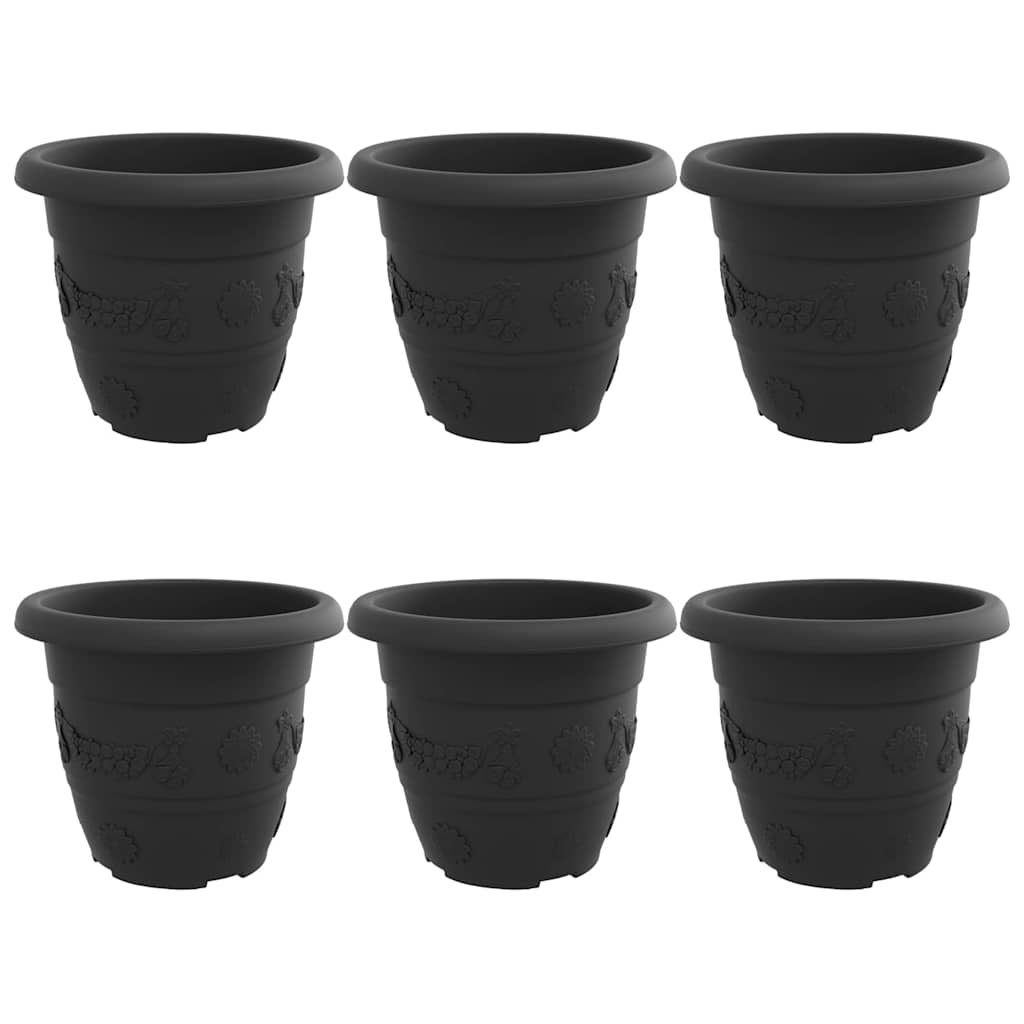 VidaXL runder Blumentopf 6 Stück schwarz ø 26 x 21,5 cm Kunststoff