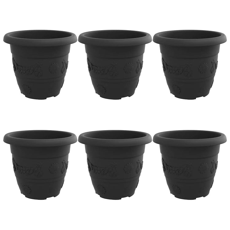 VidaXL runder Blumentopf 6 Stück schwarz ø 26 x 21,5 cm Kunststoff