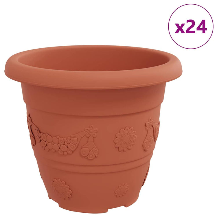 Vidaxl runder Blumentopf 24 Stück ziegelrot ø 26 x 21,5 cm Kunststoff