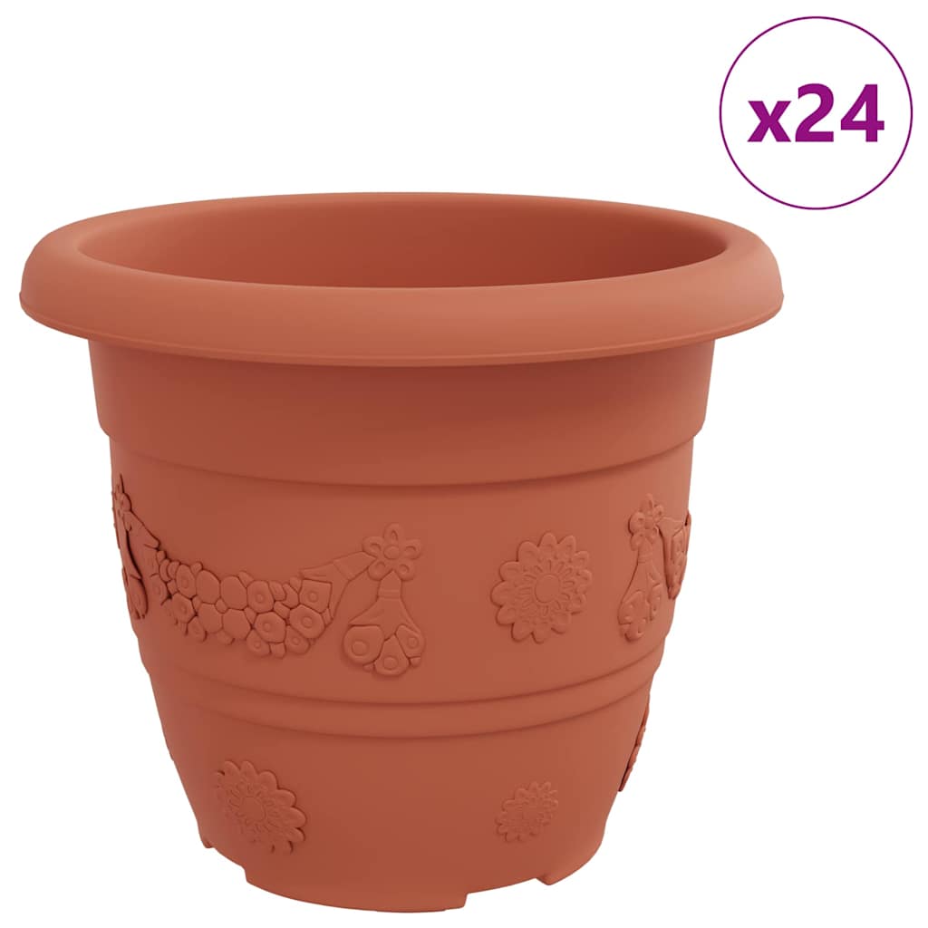 Vidaxl runder Blumentopf 24 Stück ziegelrot ø 26 x 21,5 cm Kunststoff