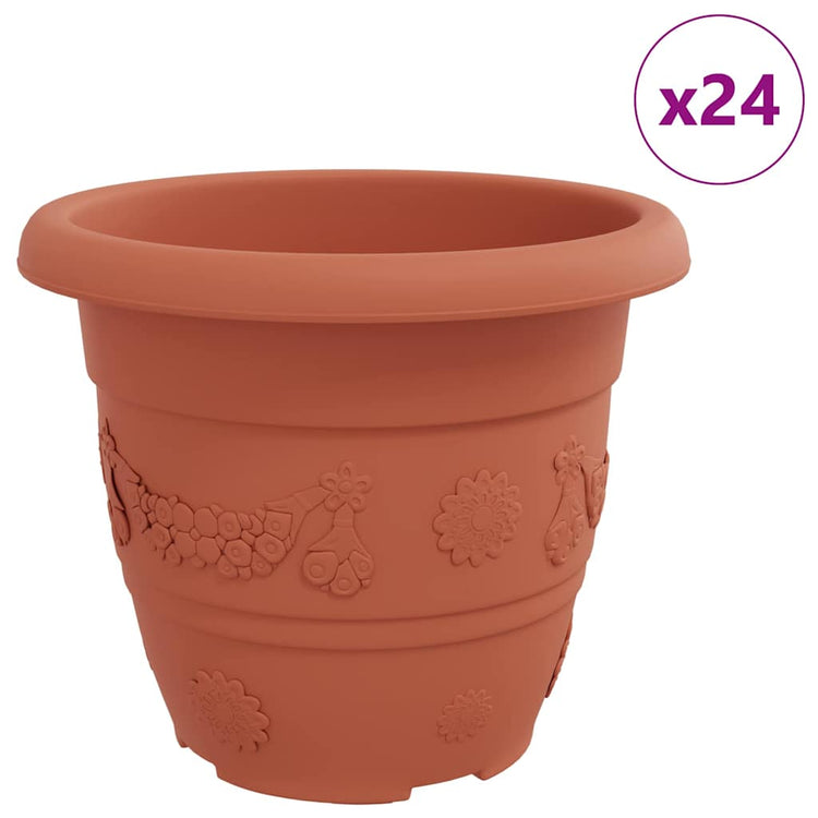 Vidaxl runder Blumentopf 24 Stück ziegelrot ø 26 x 21,5 cm Kunststoff