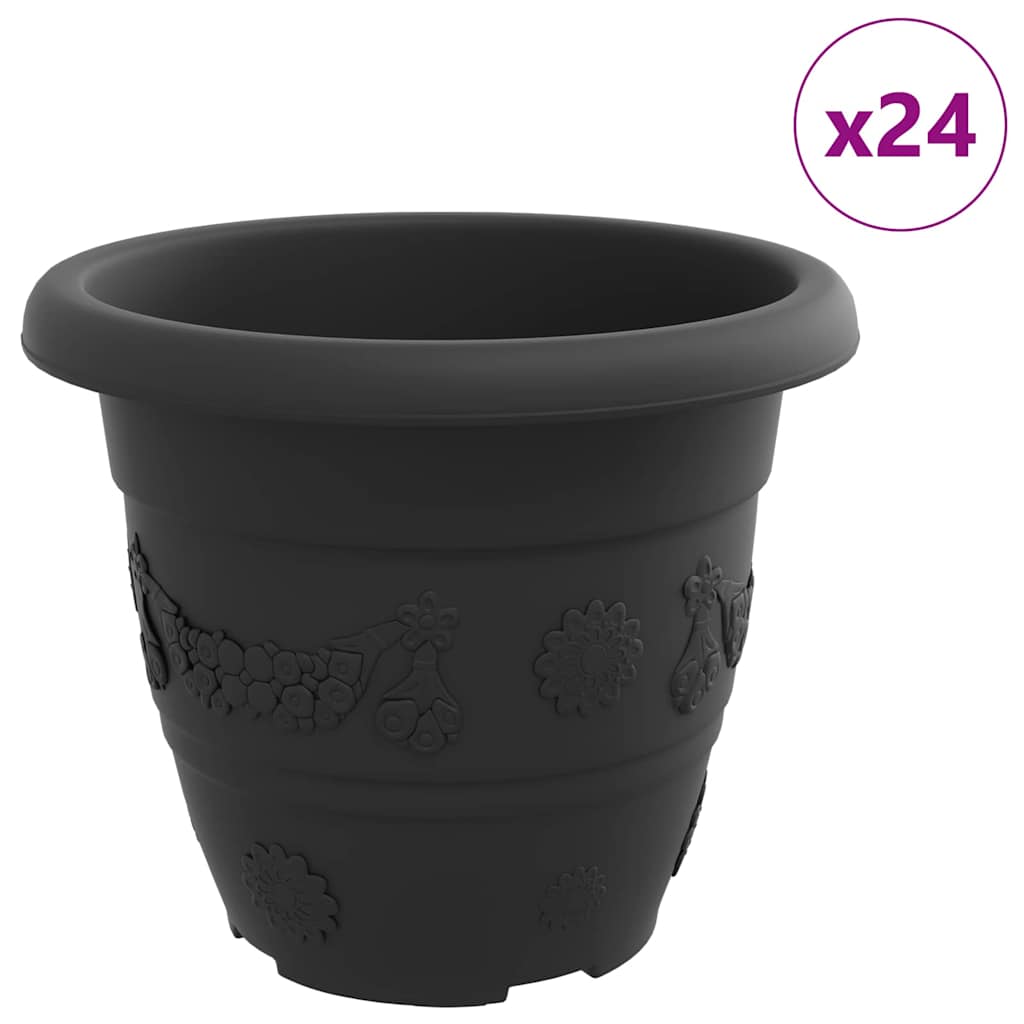 Vidaxl runder Blumentopf 24 Stück schwarz ø 26 x 21,5 cm Kunststoff