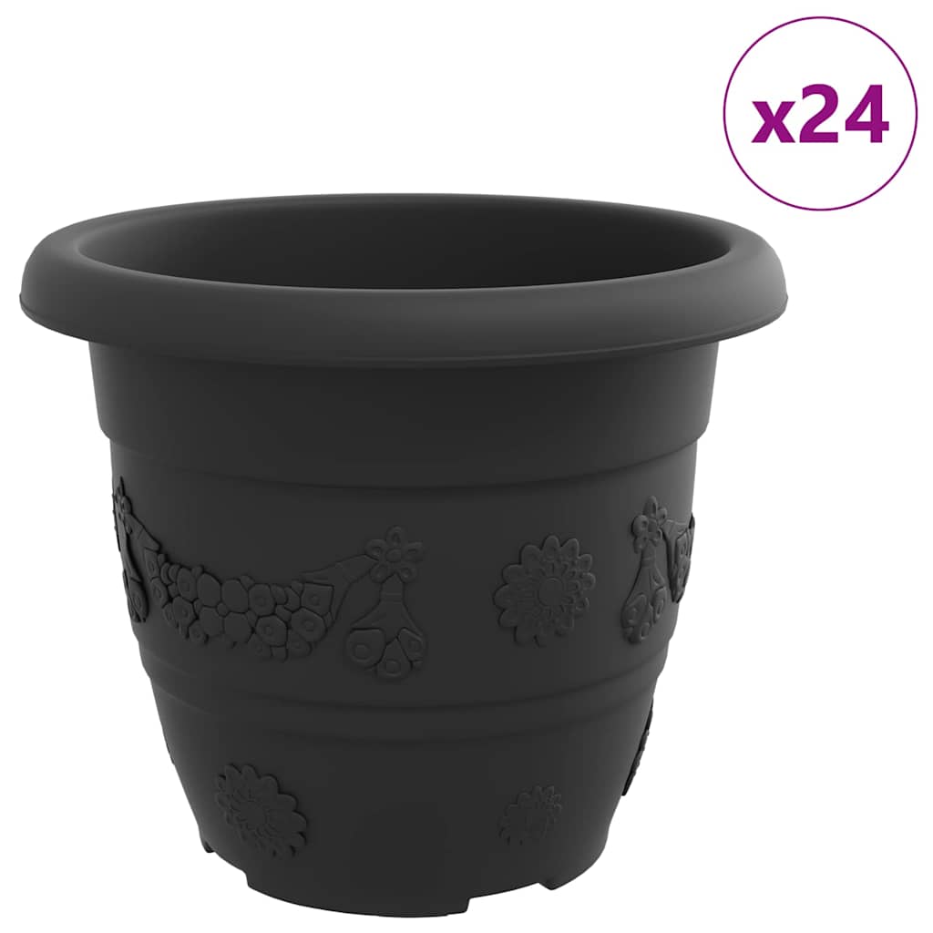 Vidaxl runder Blumentopf 24 Stück schwarz ø 26 x 21,5 cm Kunststoff
