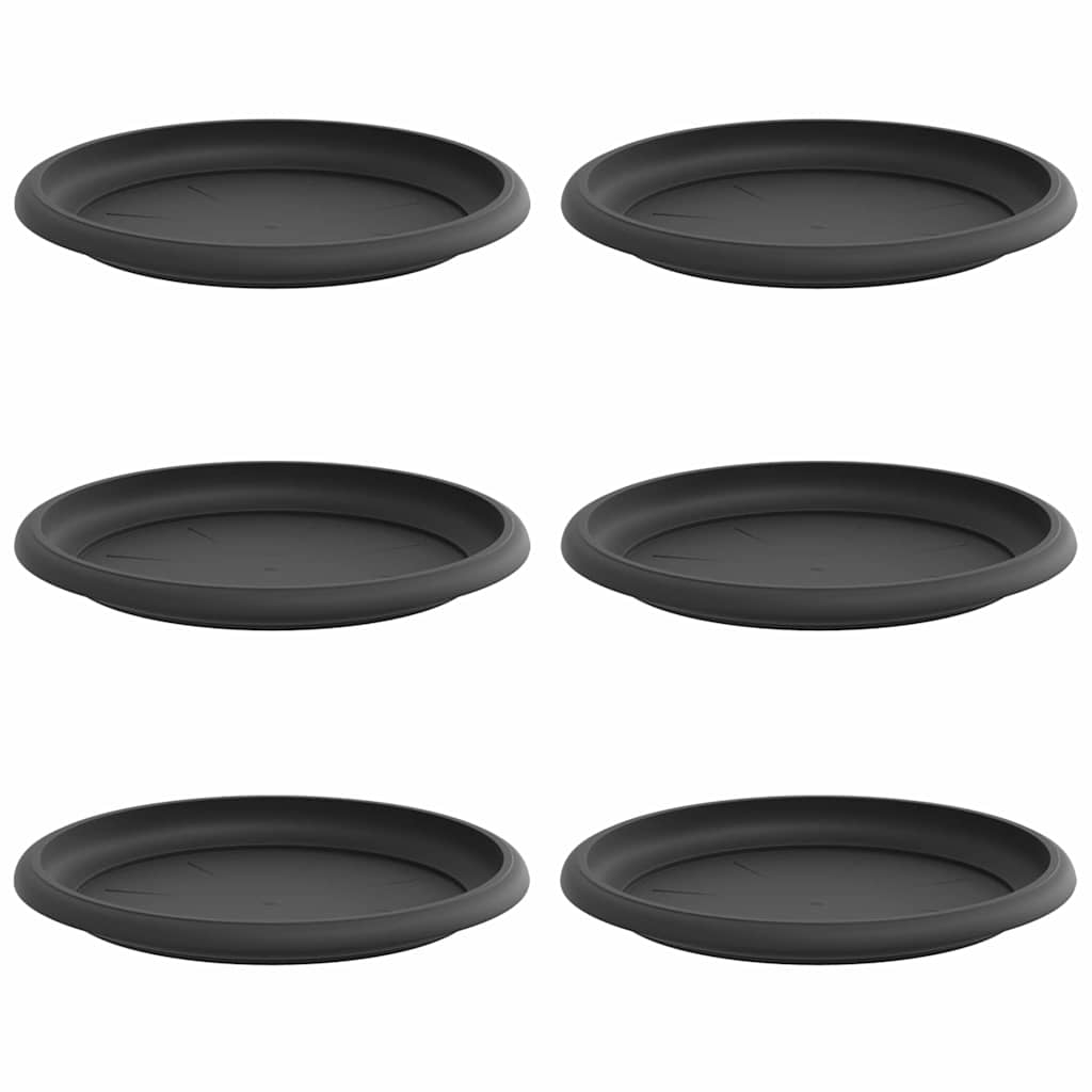 Vidaxl runde Blumenschalen 6 Stück schwarz ø 17,5 x 2 cm Kunststoff