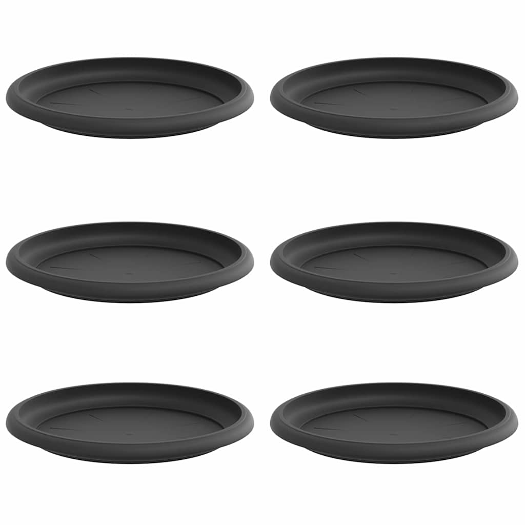 Vidaxl runde Blumenschalen 6 Stück schwarz ø 19 x 2 cm Kunststoff