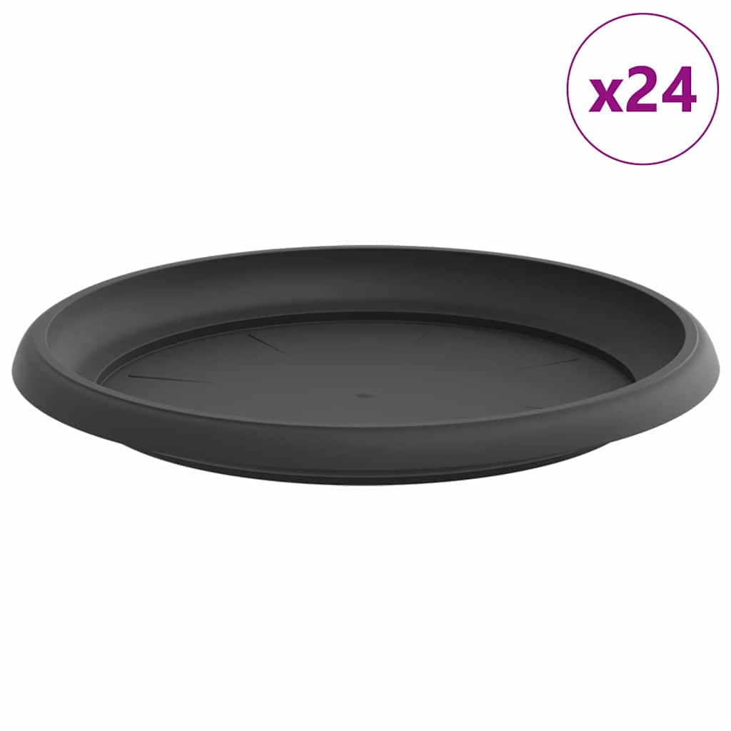 Vidaxl runde Blumenschalen 24 Stück schwarz ø 23,5 x 2,5 cm Kunststoff