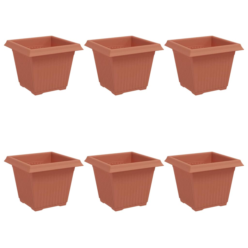 Vidaxx quadratischer Blumentopf 6 Stück ziegelrot 20 x 20 x 16 cm Kunststoff