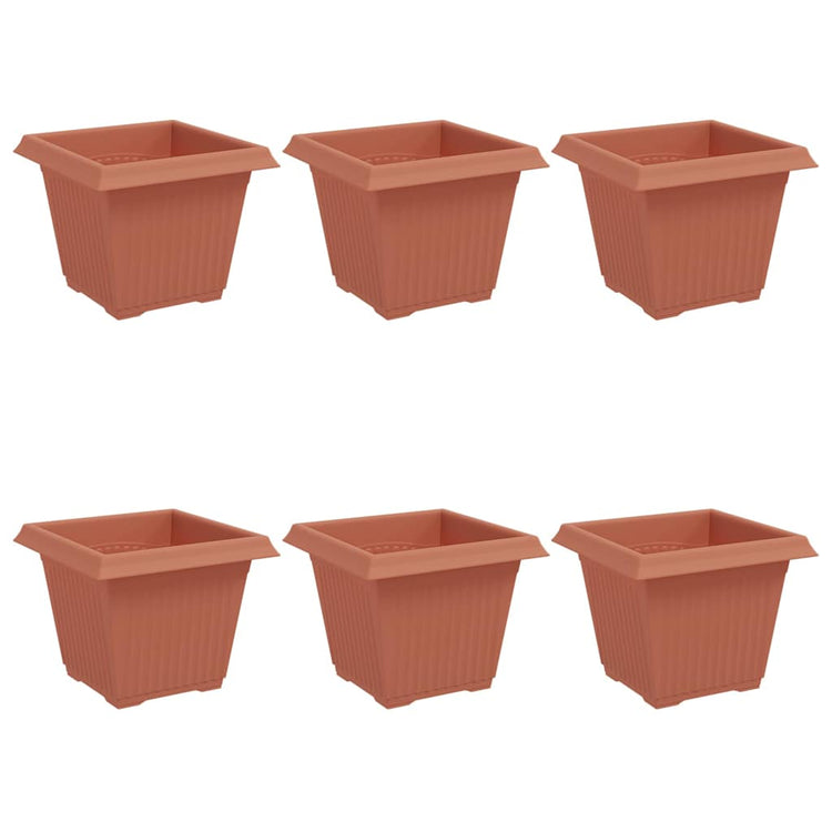 Vidaxx quadratischer Blumentopf 6 Stück ziegelrot 20 x 20 x 16 cm Kunststoff