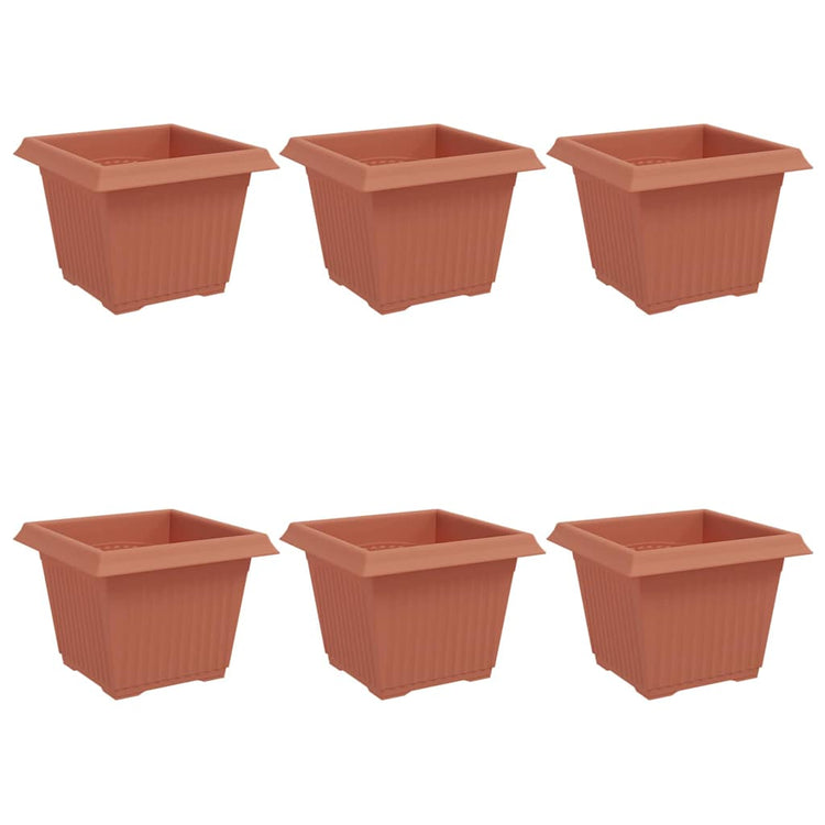 Vidaxx quadratischer Blumentopf 6 Stück ziegelrot 23 x 23 x 17,5 cm