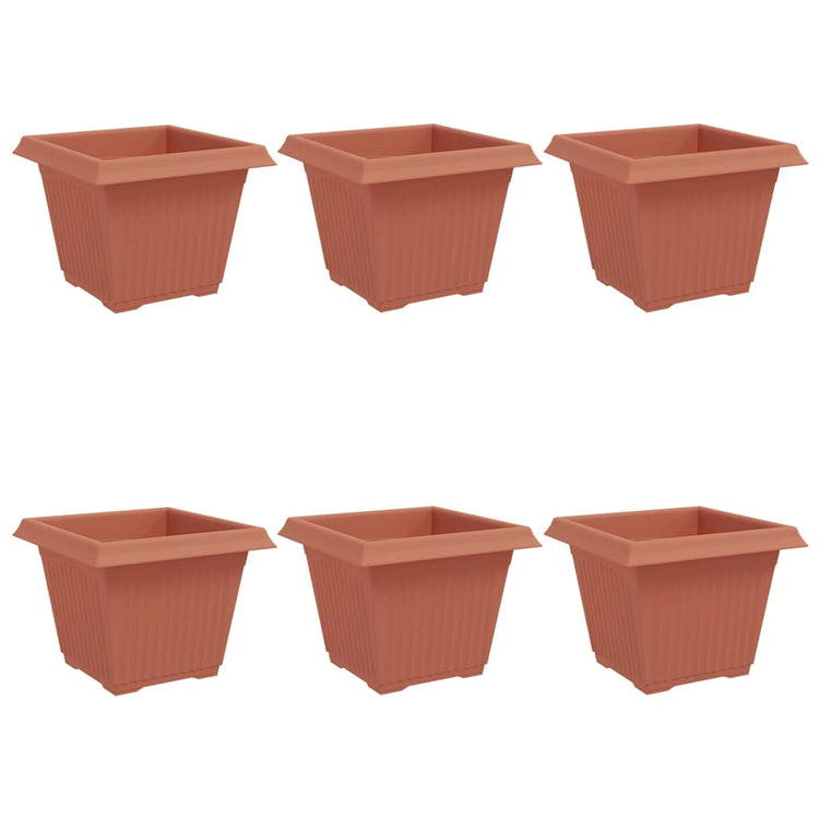 Vidaxx quadratischer Blumentopf 6 Stück ziegelrot 28,5 x 28,5 x 22 cm