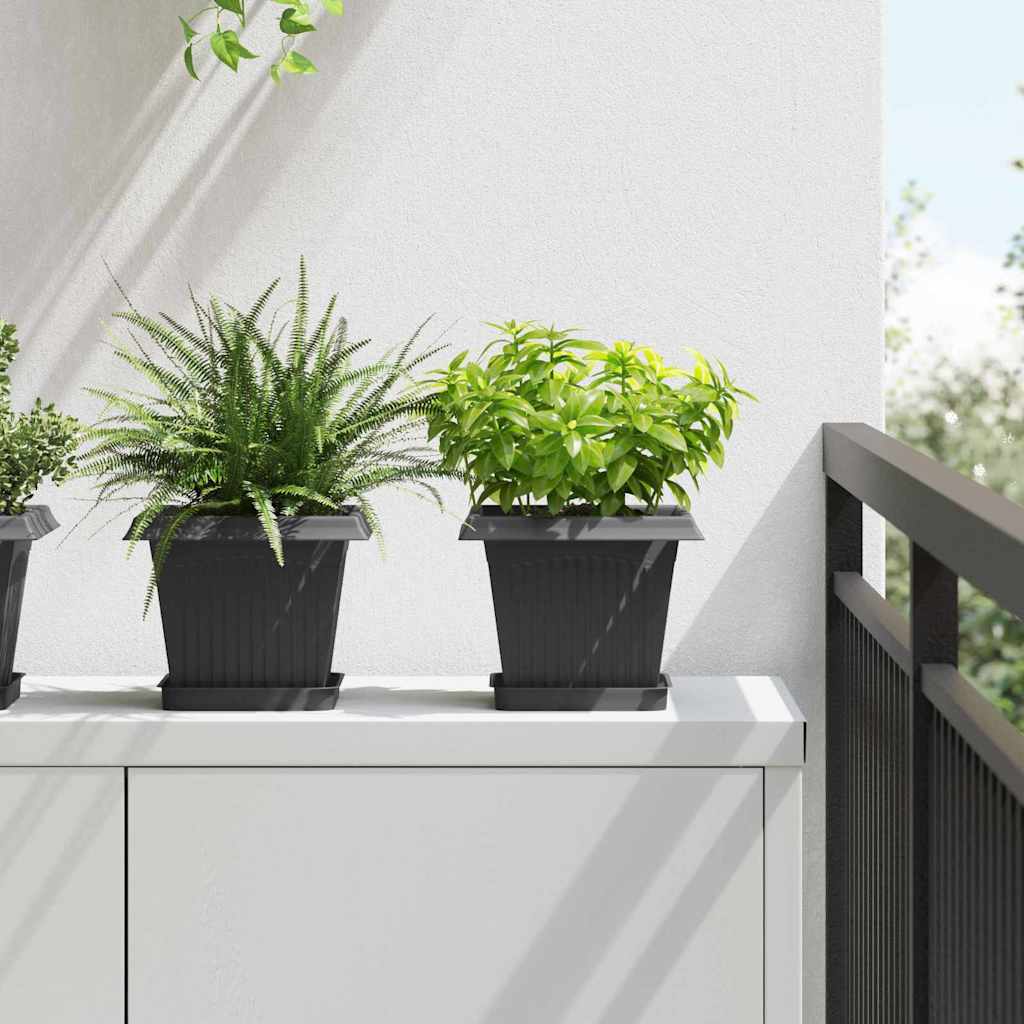 Vidaxx quadratischer Blumentopf 6 Stück schwarz 20 x 20 x 16 cm Kunststoff