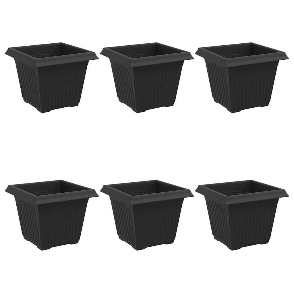 Vidaxx quadratischer Blumentopf 6 Stück schwarz 20 x 20 x 16 cm Kunststoff