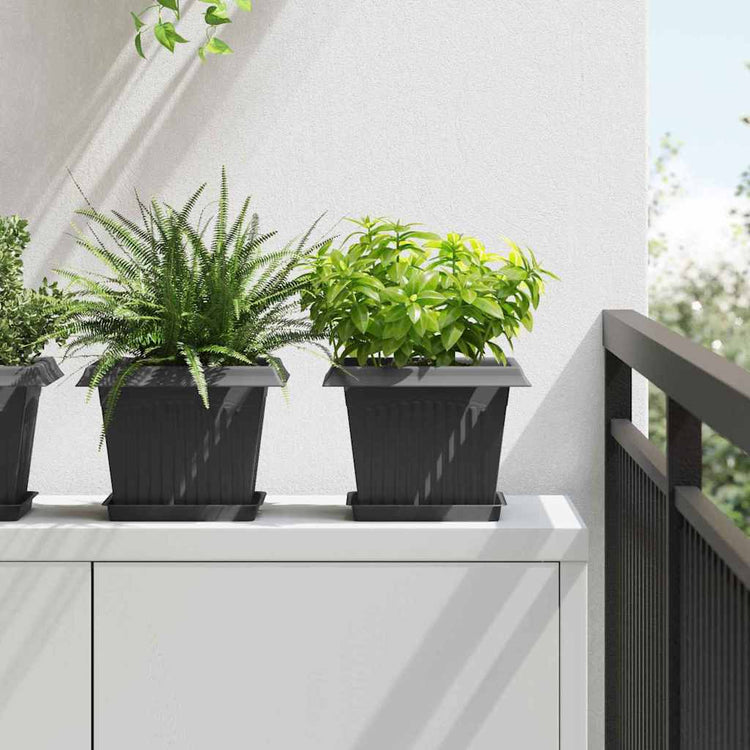 Vidaxx quadratischer Blumentopf 6 Stück schwarz 23 x 23 x 17,5 cm Kunststoff