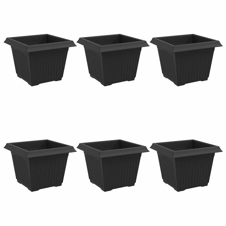 Vidaxx quadratischer Blumentopf 6 Stück schwarz 23 x 23 x 17,5 cm Kunststoff