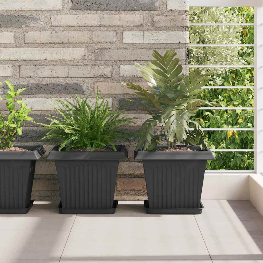 Vidaxxl quadratischer Blumentopf 6 Stück schwarz 28,5 x 28,5 x 22 cm Kunststoff