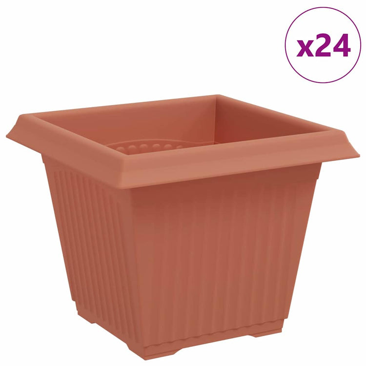 VidaXL quadratischer Blumentopf 24 Stück ziegelrot 20 x 20 x 16 cm