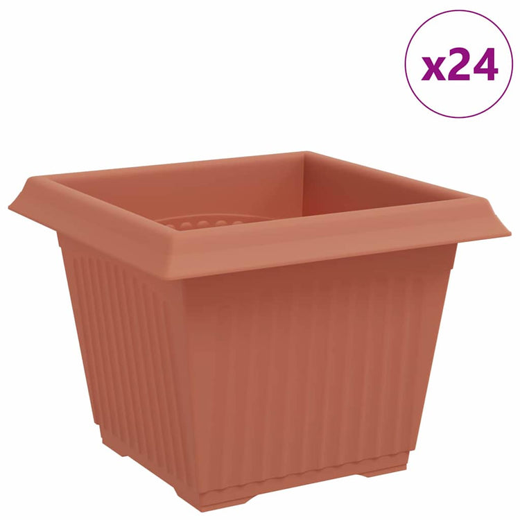 Vidaxx quadratischer Blumentopf 24 Stück ziegelrot 23 x 23 x 17,5 cm