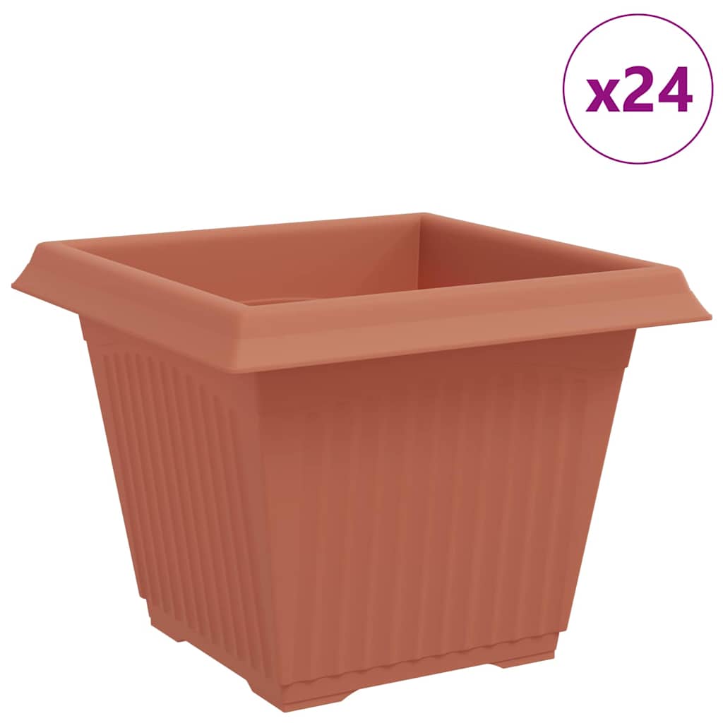 VidaXL quadratischer Blumentopf 24 Stück ziegelrot 28,5 x 28,5 x 22 cm