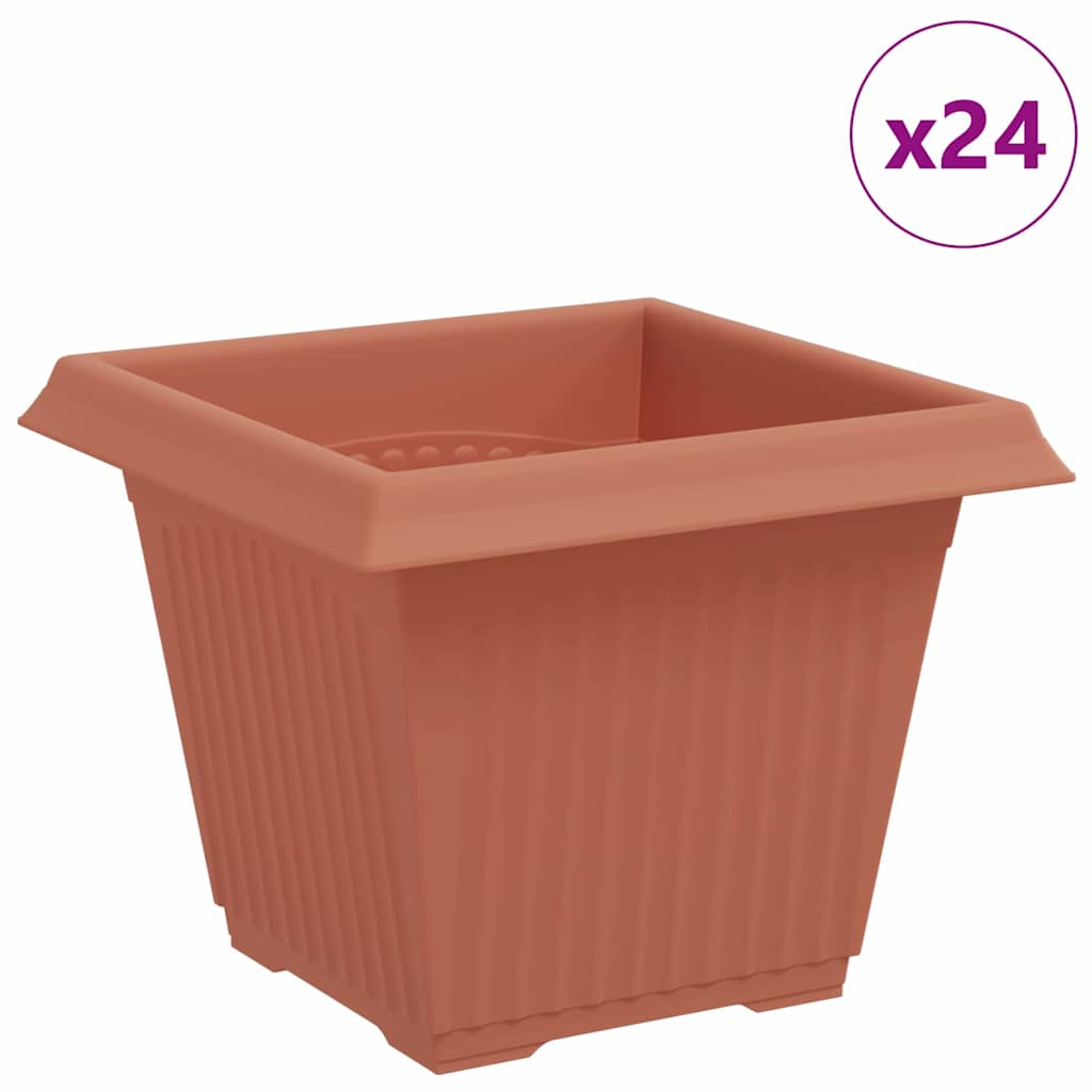 Vidaxx quadratischer Blumentopf 24 Stück ziegelrot 33 x 33 x 26 cm