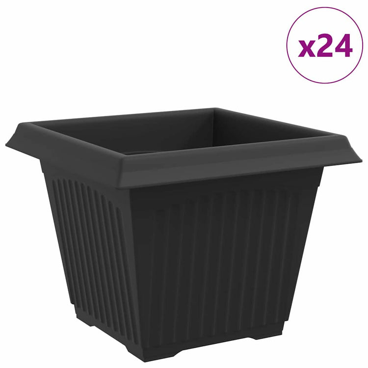 Vidaxx quadratischer Blumentopf 24 Stück schwarz 28,5 x 28,5 x 22 cm Kunststoff
