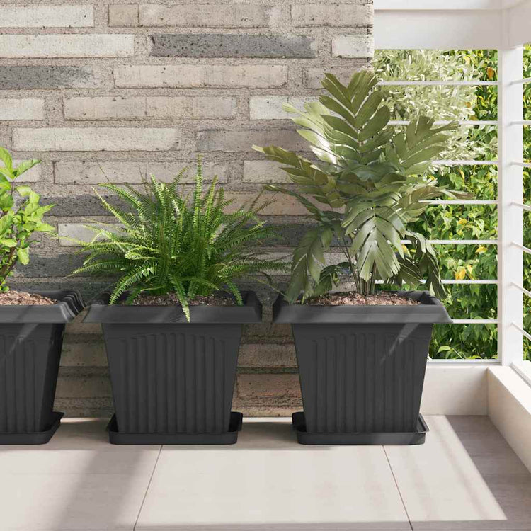 Vidaxx quadratischer Blumentopf 24 Stück schwarz 33 x 33 x 26 cm Kunststoff
