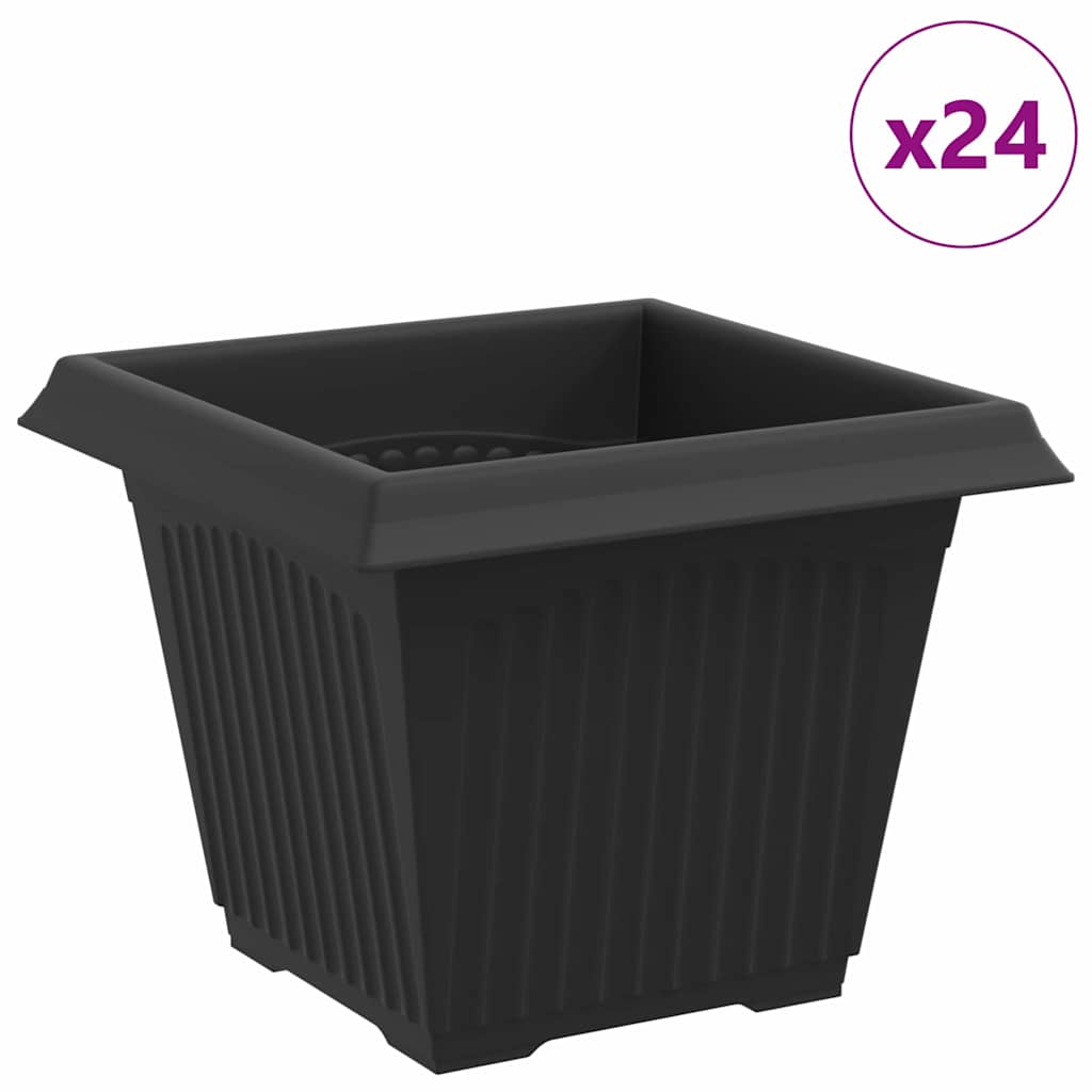 Vidaxx quadratischer Blumentopf 24 Stück schwarz 33 x 33 x 26 cm Kunststoff
