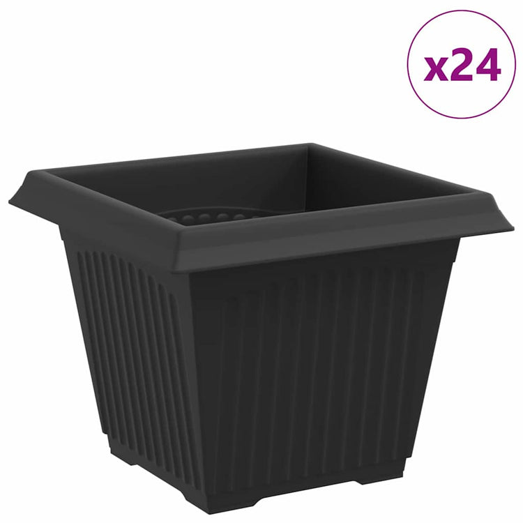 Vidaxx quadratischer Blumentopf 24 Stück schwarz 33 x 33 x 26 cm Kunststoff