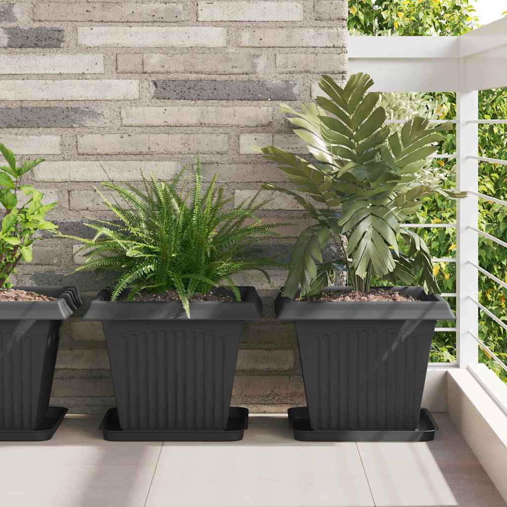 VidaXL quadratischer Blumentopf 24 Stück schwarz 38 x 38 x 30 cm Kunststoff
