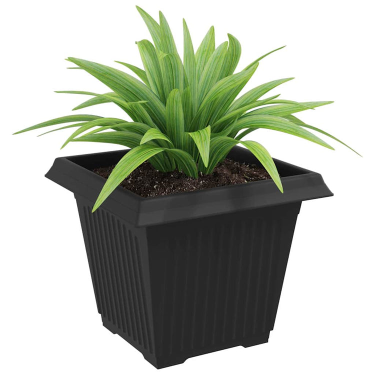 VidaXL quadratischer Blumentopf 24 Stück schwarz 38 x 38 x 30 cm Kunststoff