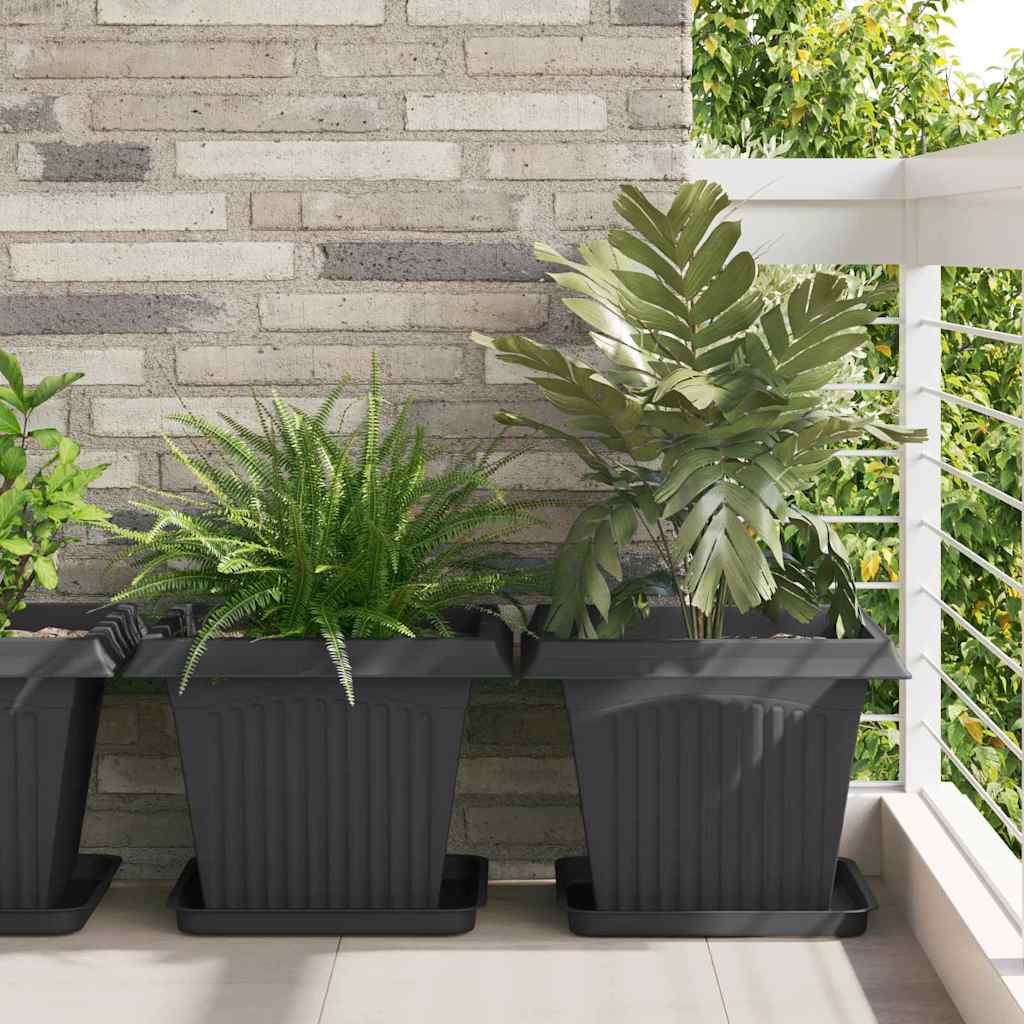 Vidaxxl quadratischer Blumentopf 24 Stück schwarz 43 x 43 x 33,5 cm Kunststoff