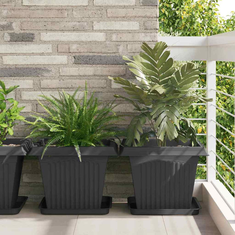 Vidaxxl quadratischer Blumentopf 24 Stück schwarz 43 x 43 x 33,5 cm Kunststoff