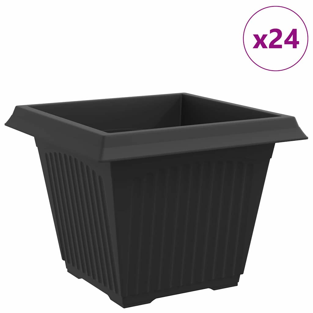 Vidaxxl quadratischer Blumentopf 24 Stück schwarz 43 x 43 x 33,5 cm Kunststoff