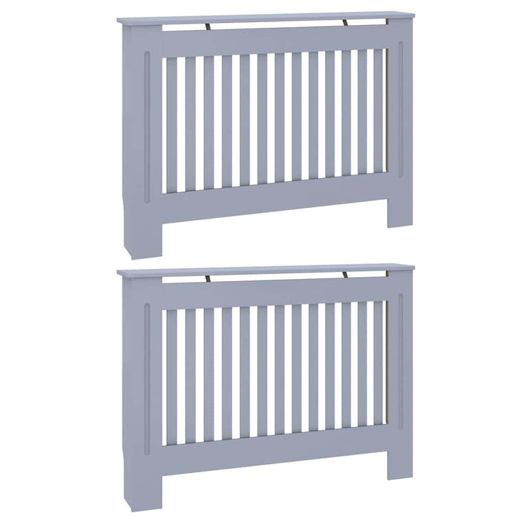 Vidaxxl Heizkörperabdeckung 2 Stück grau 112 x 19 x 81,5 cm Holzwerkstoff