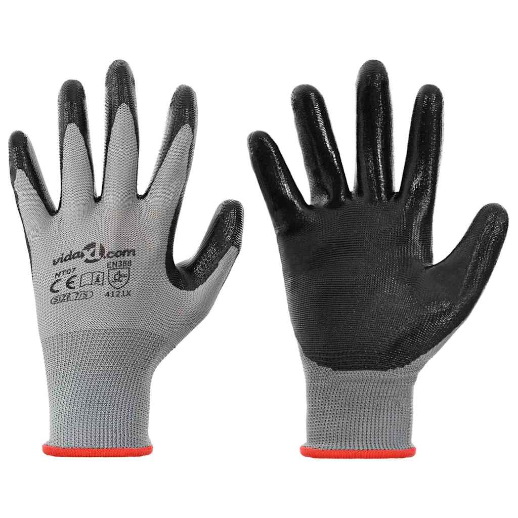 Vidaxl Arbeitshandschuhe 24 Stück grau und schwarz 7 s Polyester