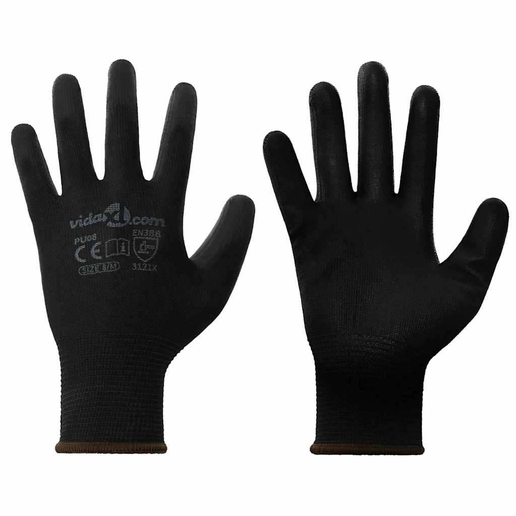 VidaXL Arbeitshandschuhe 24 Stück schwarz 8 m Polyester