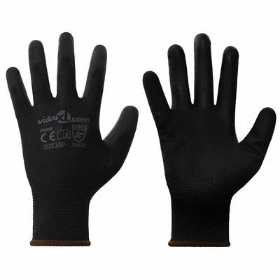 VidaXL Arbeitshandschuhe 24 Stück schwarz 8 m Polyester