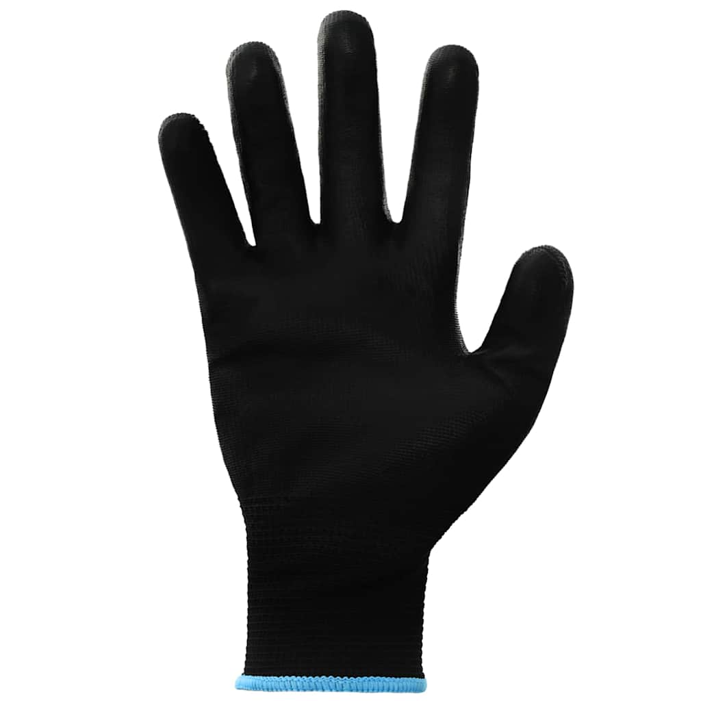 VidaXL Arbeitshandschuhe 12 Stück schwarz 9 l Polyester