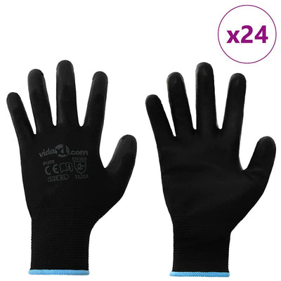 VidaXL Arbeitshandschuhe 24 Stück schwarz 9 l Polyester
