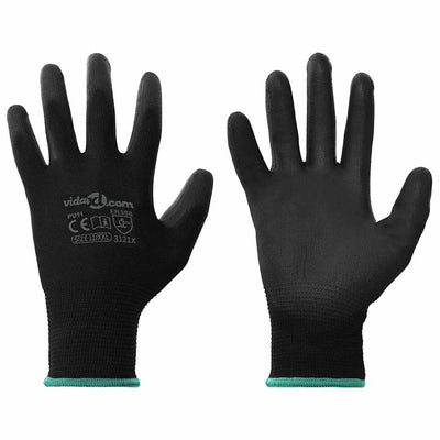 VidaXL Arbeitshandschuhe 12 Stück schwarz 11 xxl Polyester