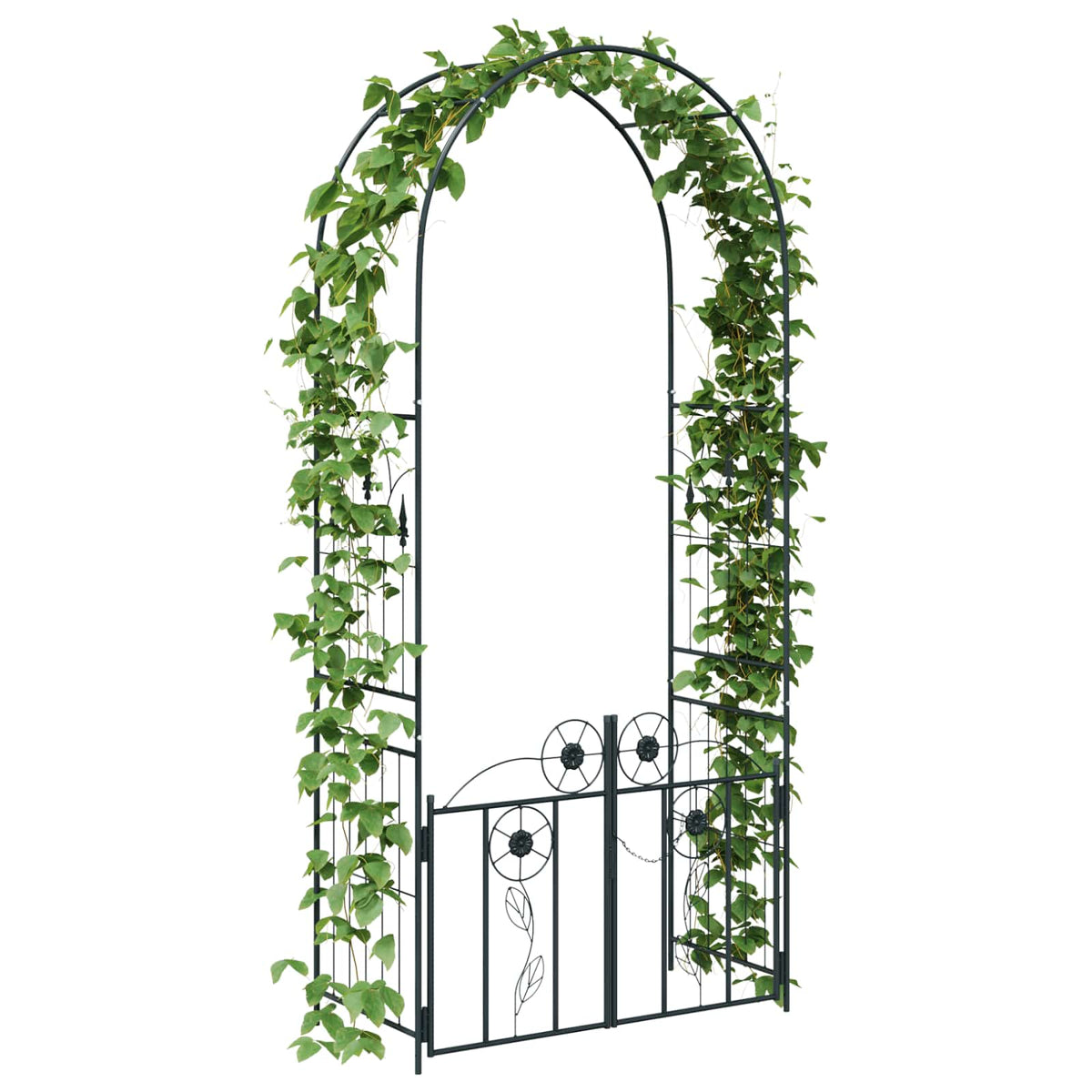 VidaXL Gartenbogen mit Schloss Schwarz 102 x 50 x 218 cm