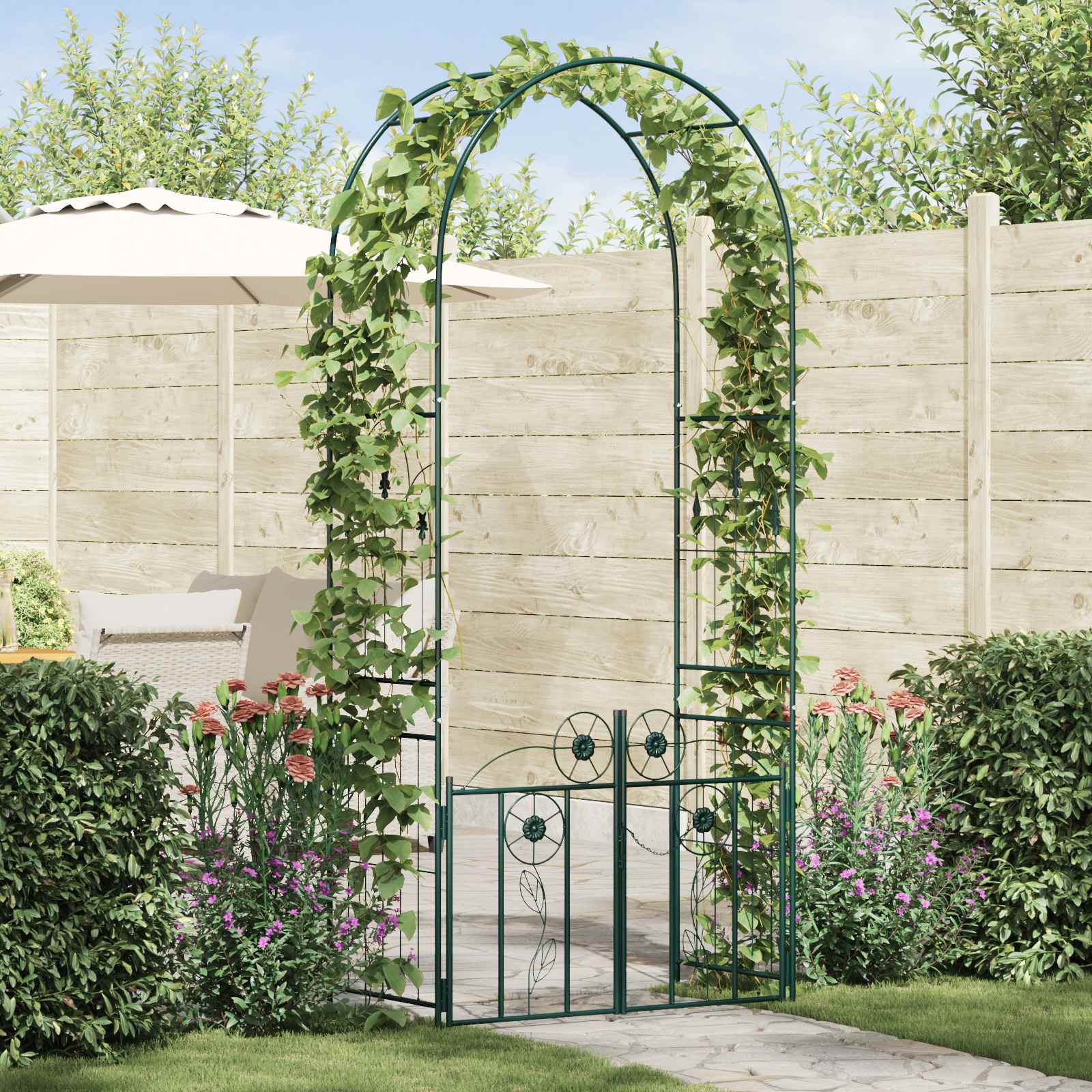 Vidaxxl Gartenbogen mit Schloss Grün 102 x 50 x 218 cm
