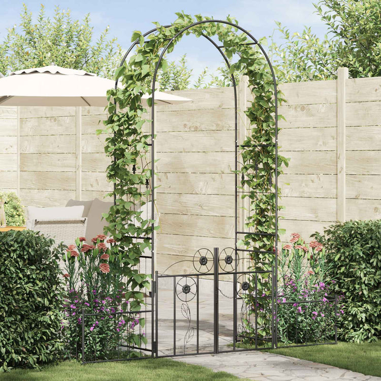 Vidaxl Gartenbogen mit Schloss schwarz 203 x 50 x 218 cm