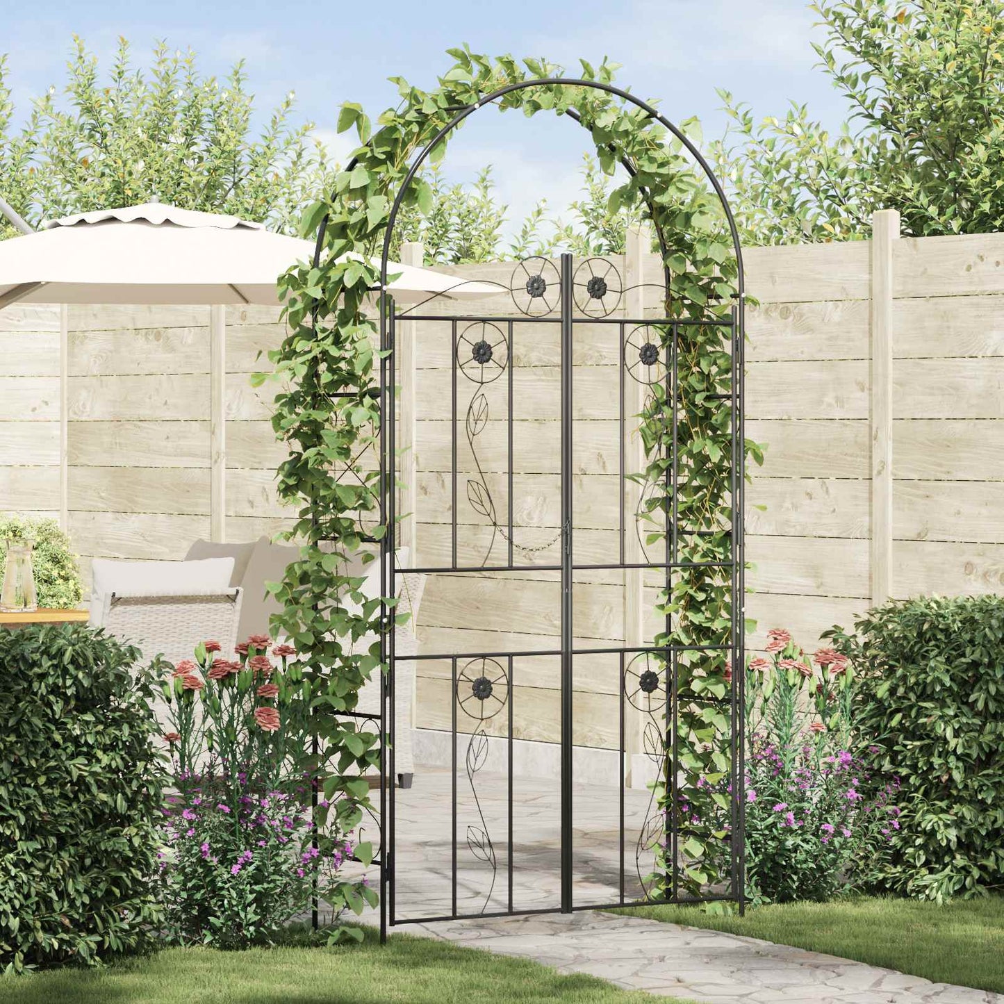 Vidaxl Gartenbogen einfarbig schwarz 115 x 37 x 226 cm